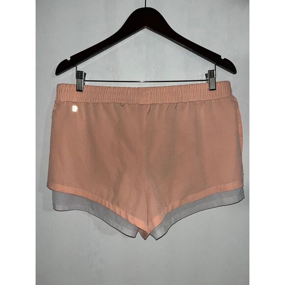 Hind Women's Large Peach‎ Double Layer Running Shorts Drawstring Elastic Waist - Picture 1 of 8